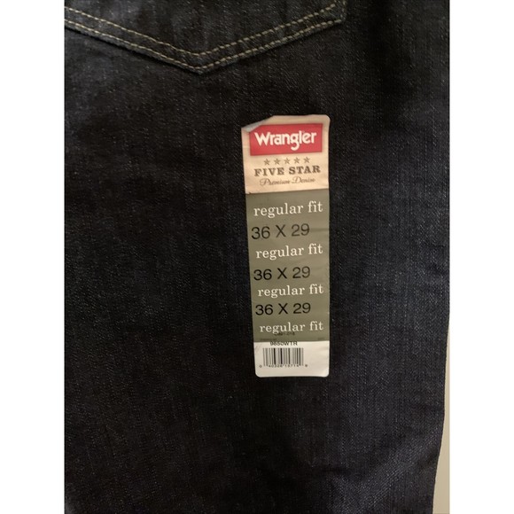 Men's Wrangler 5 Star Regular Fit U Shape Denim Jeans Blue Choose Your Size - Picture 7 of 12